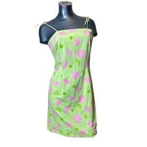 lilly pulitzer umbrella martini pattern spaghetti strap dress womens  size 6